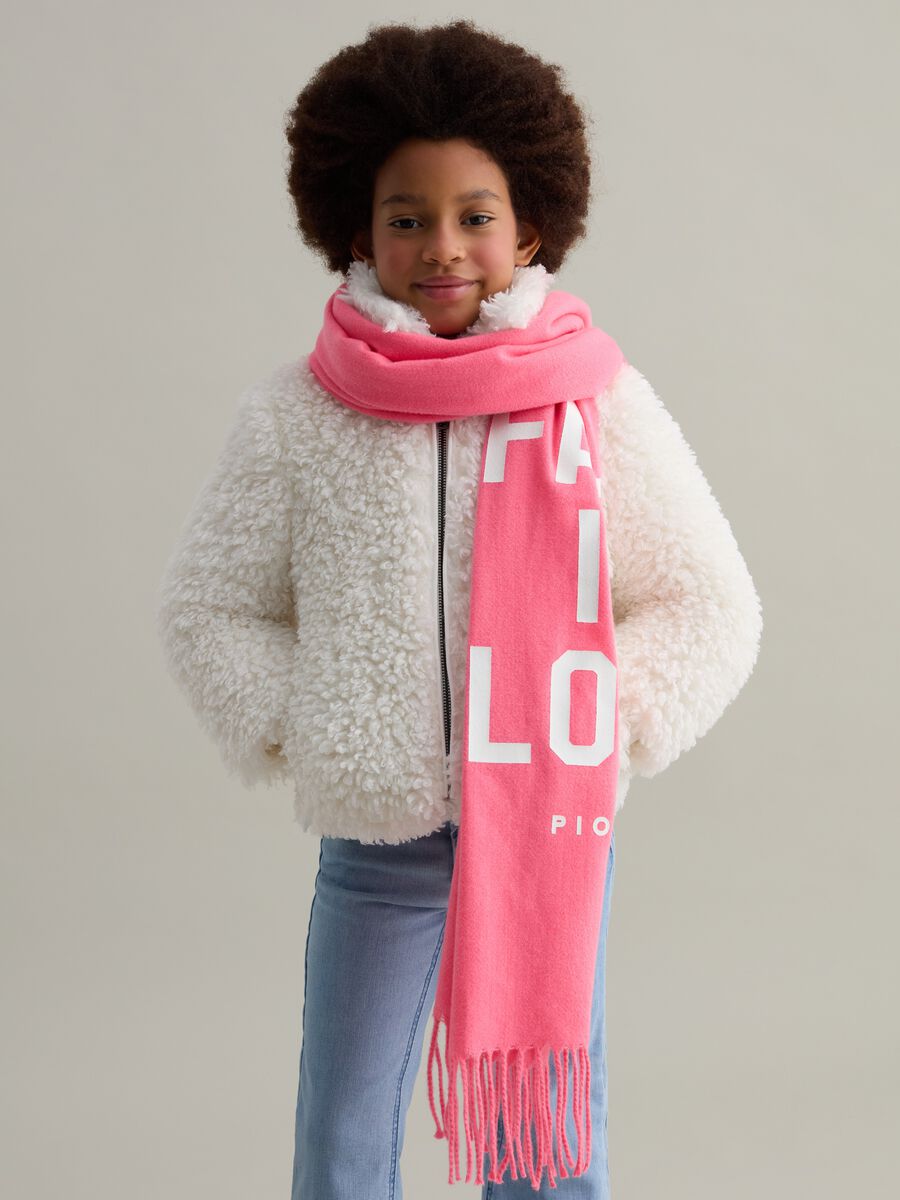Maxi scarf with fringing and "Fall in Love” print_3
