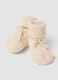 Beige organic cotton knitted baby girl booties_2