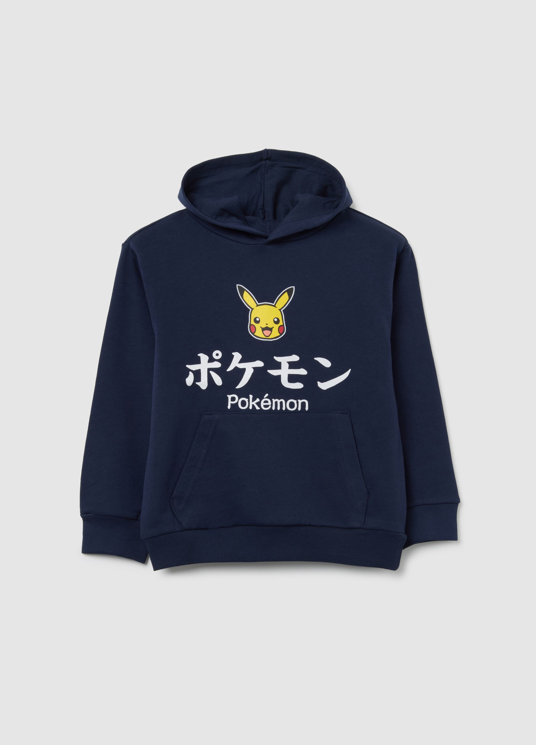 Children's blue pure cotton sweatshirt with fit style and Pokémon print