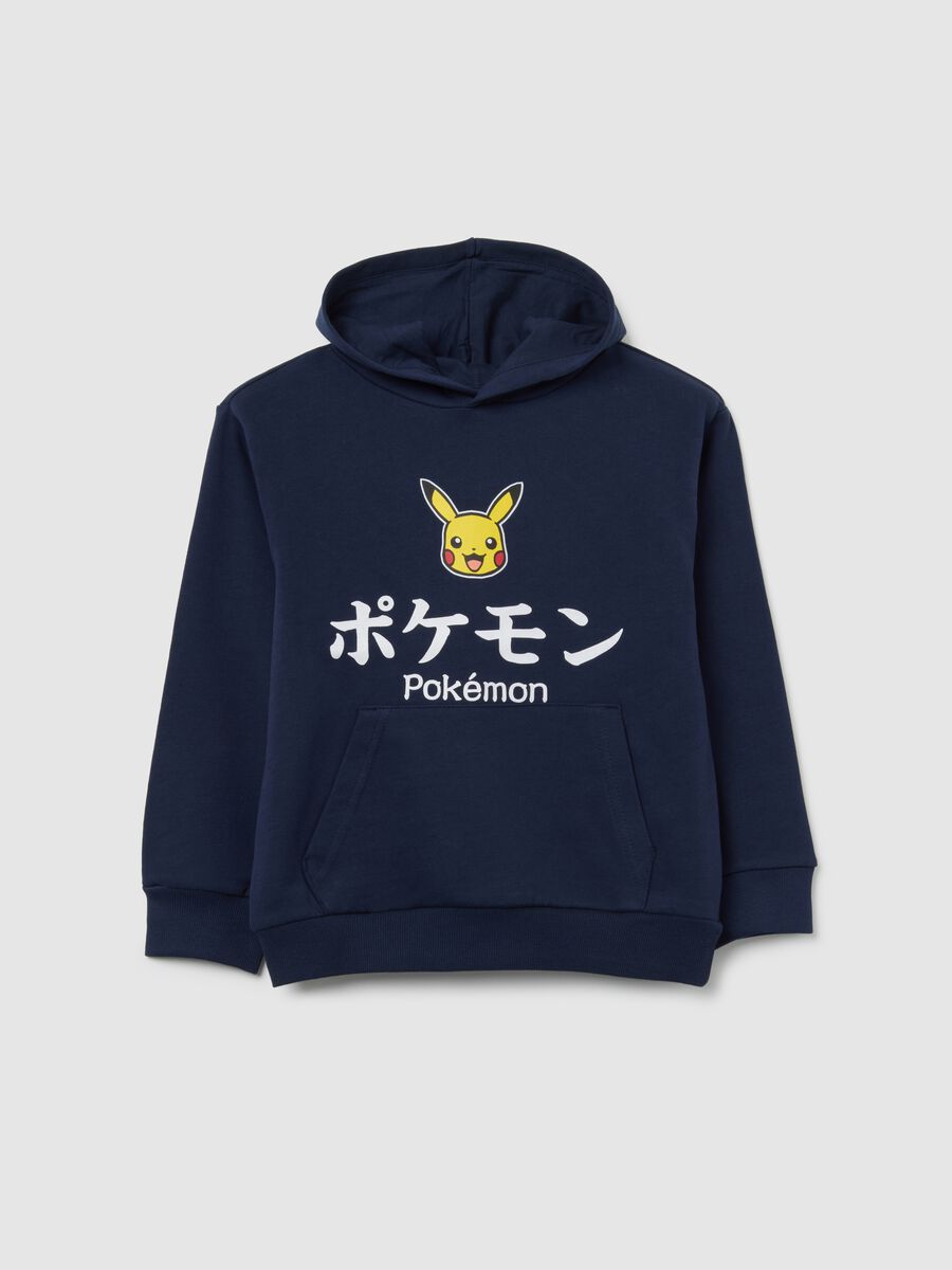 Children's blue pure cotton sweatshirt with fit style and Pokémon print_0