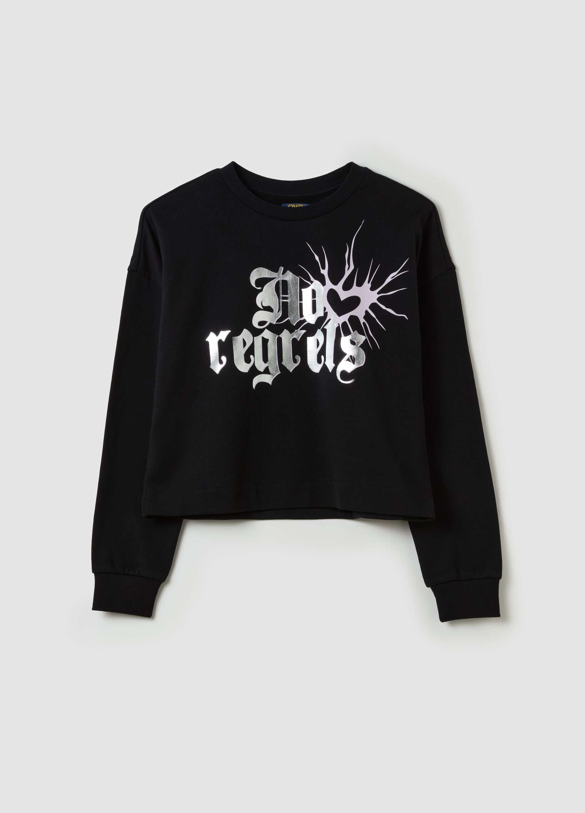 Felpa cropped con stampa foil
