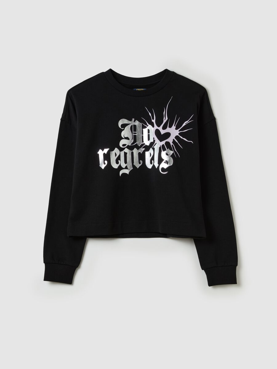 Cropped sweatshirt with foil print_3