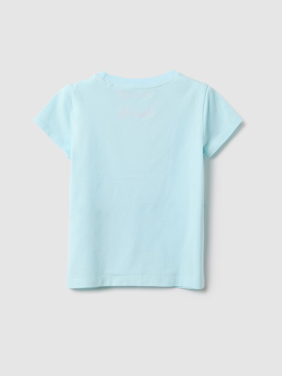 Blue stretch cotton regular fit heart t-shirt for girls_1