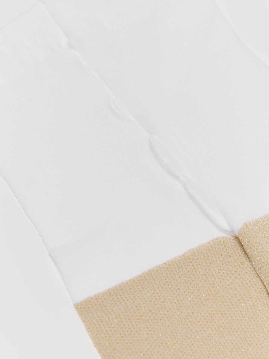 Two-tone white and beige microfibre tights with lurex_2