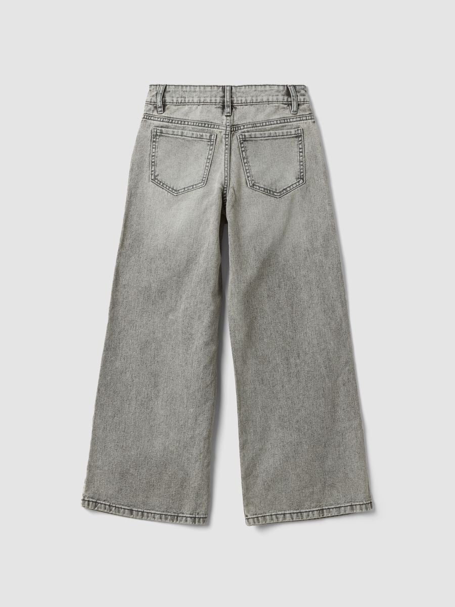 Girls&rsquo; grey wide-leg jeans in pure cotton_5