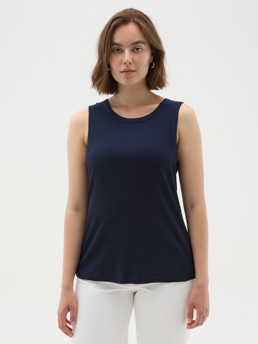 Blue ribbed top_0