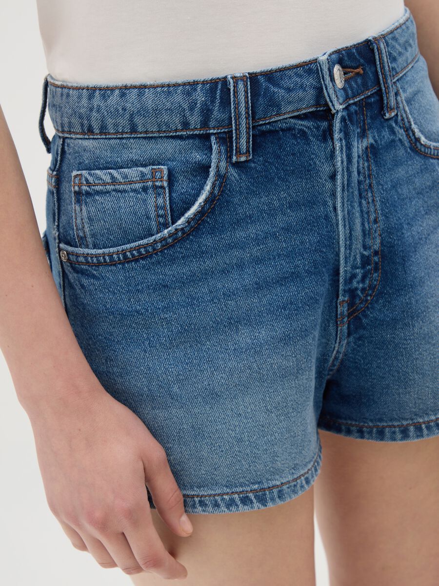Shorts da donna in puro cotone denim regular fit_2