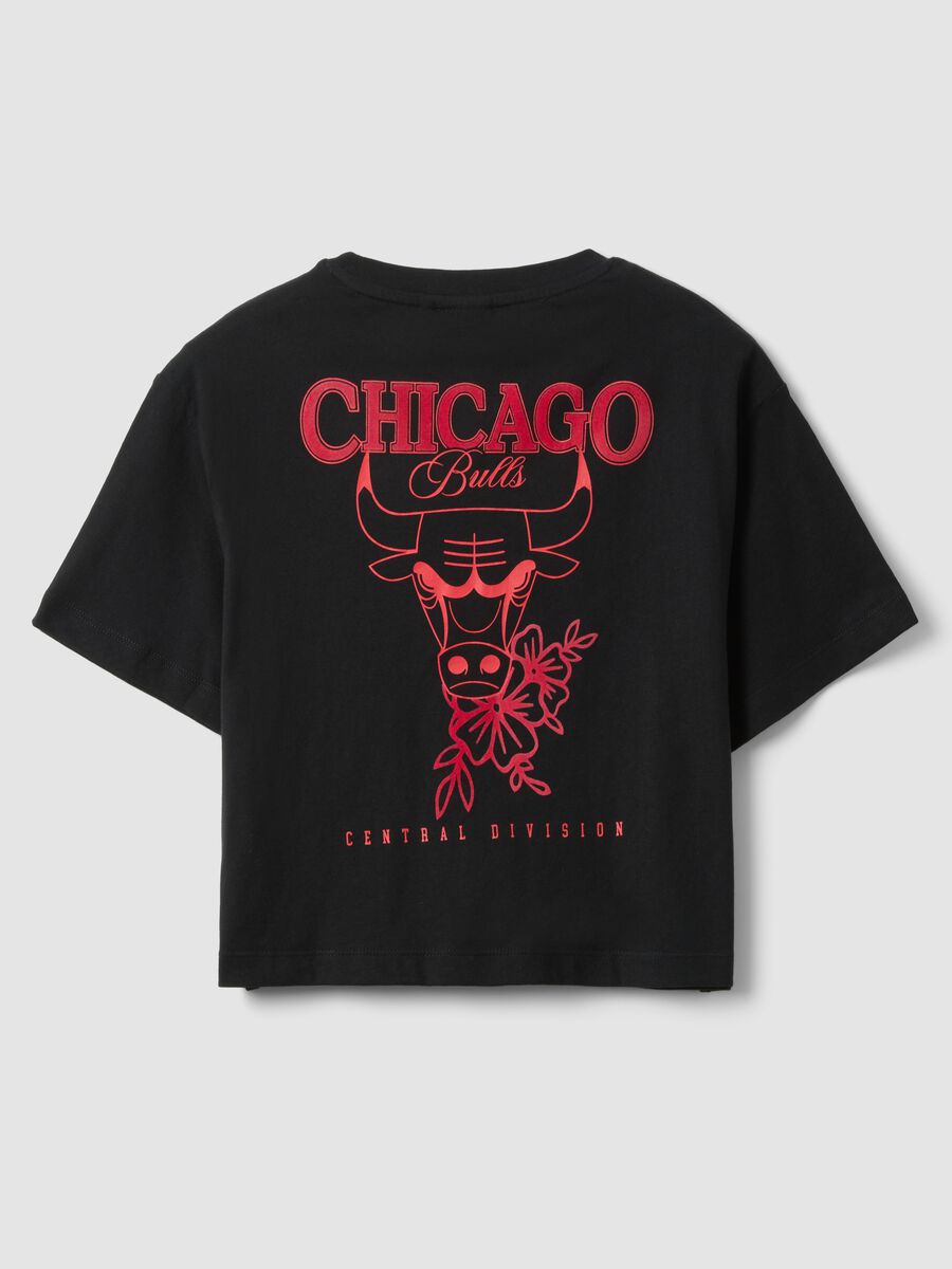 T-shirt in puro cotone nero da ragazza relaxed fit Chicago Bulls_4