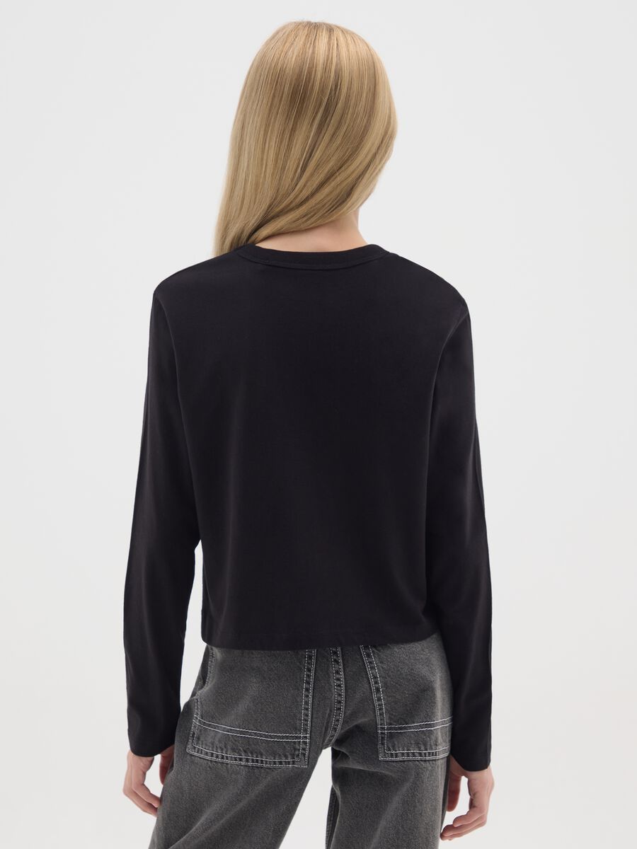 Girls' black pure cotton regular fit t-shirt with print_1