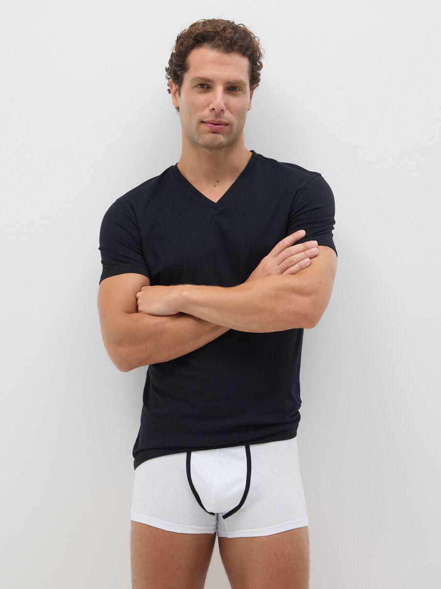 Tripack di t-shirt da uomo in puro cotone nere regular fit_0