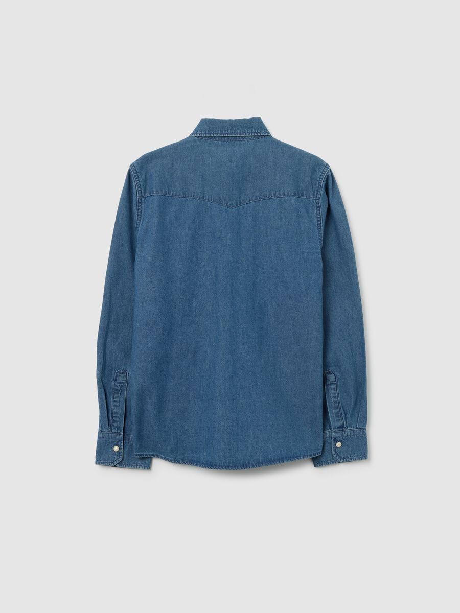 Camicia western REUP con patch colorate in denim_4