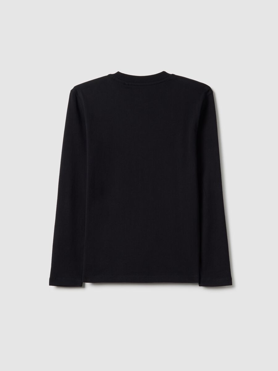 T-shirt in puro cotone nera regular fit con stampa per ragazzo_4