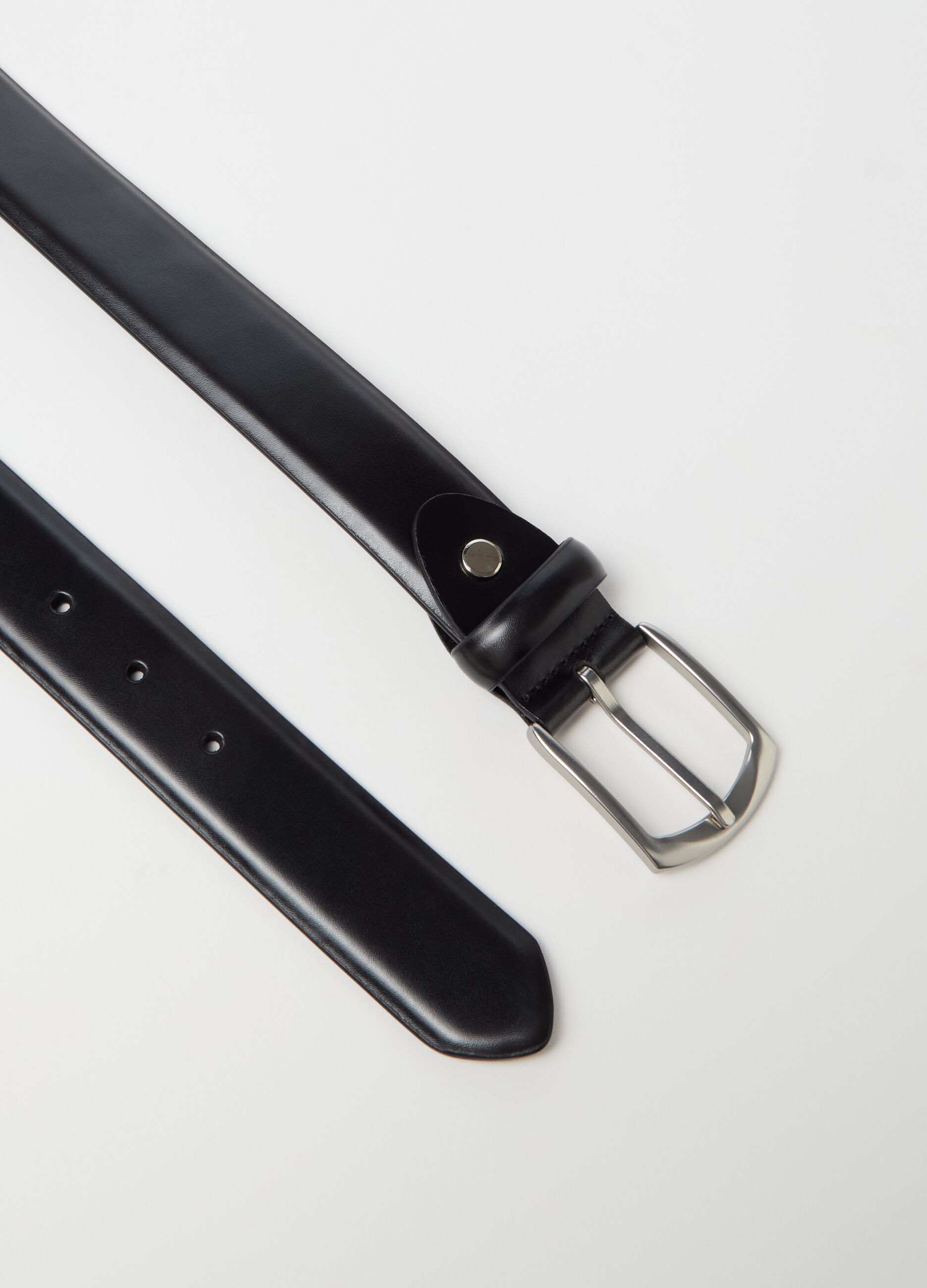 Leather belt with square buckle
