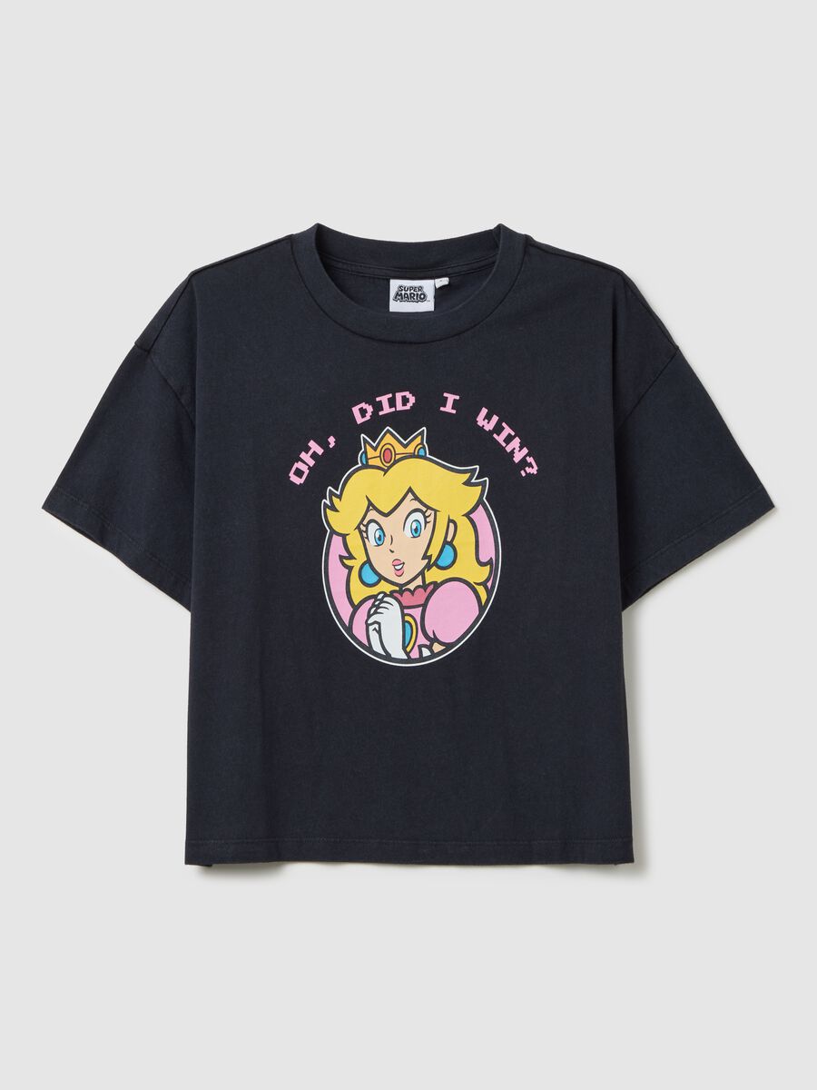 Black T-shirt in cotton with Super Mario™ Princess Peach print_4