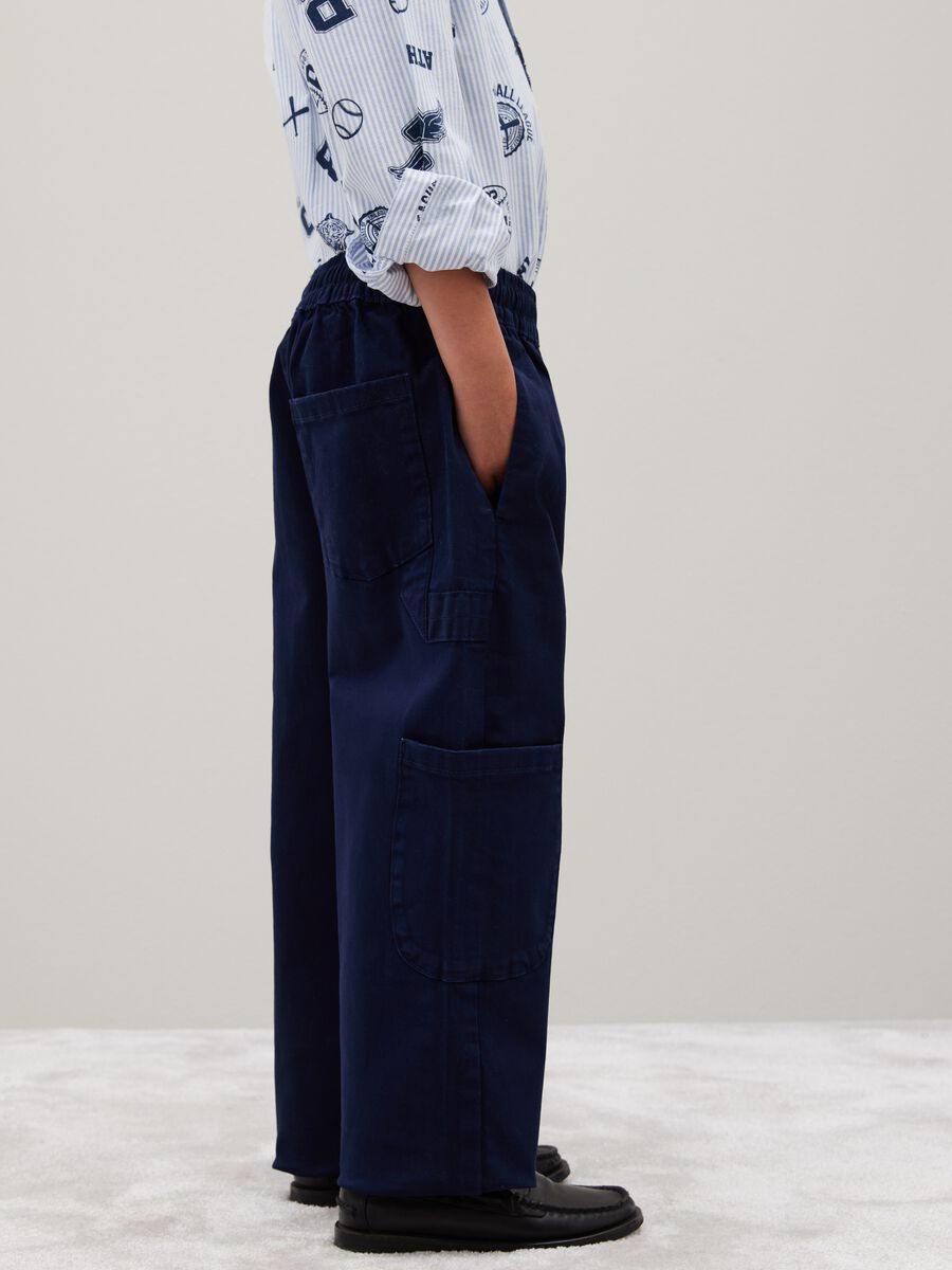 Blue stretch cotton kids' baggy trousers_2