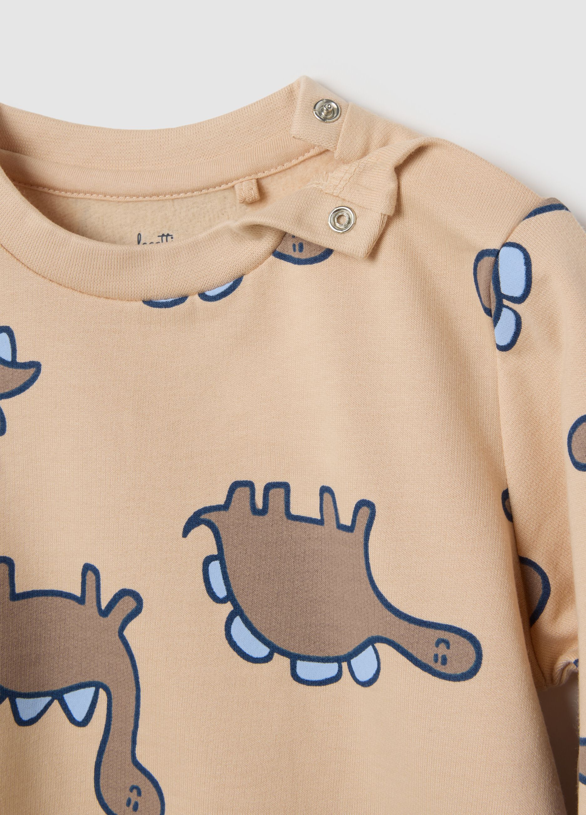 Newborn pyjamas in pure beige cotton regular fit