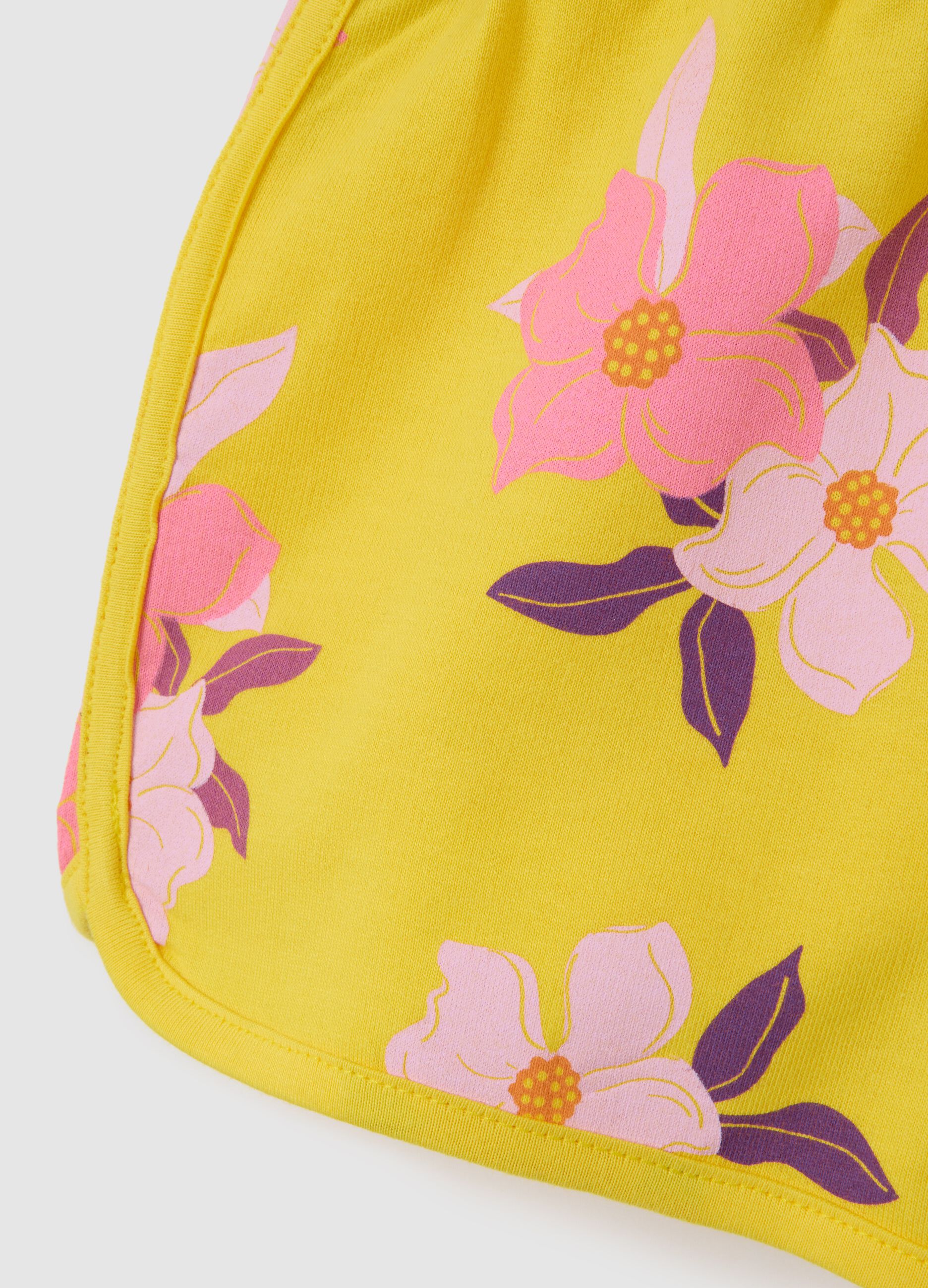Shorts da bambina in puro cotone giallo regular fit 