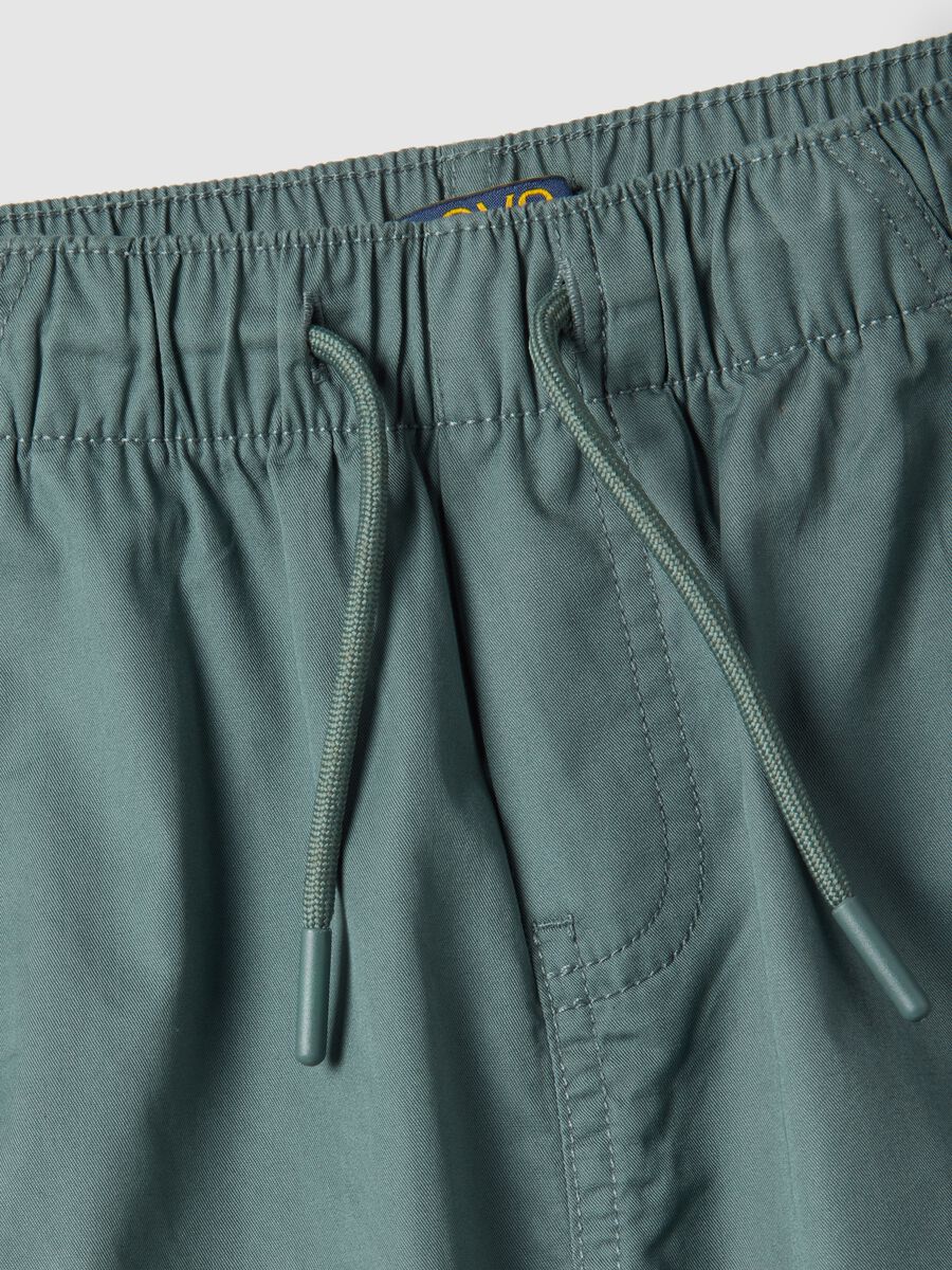 Boys' green pure cotton cargo jogger trousers relaxed fit_2