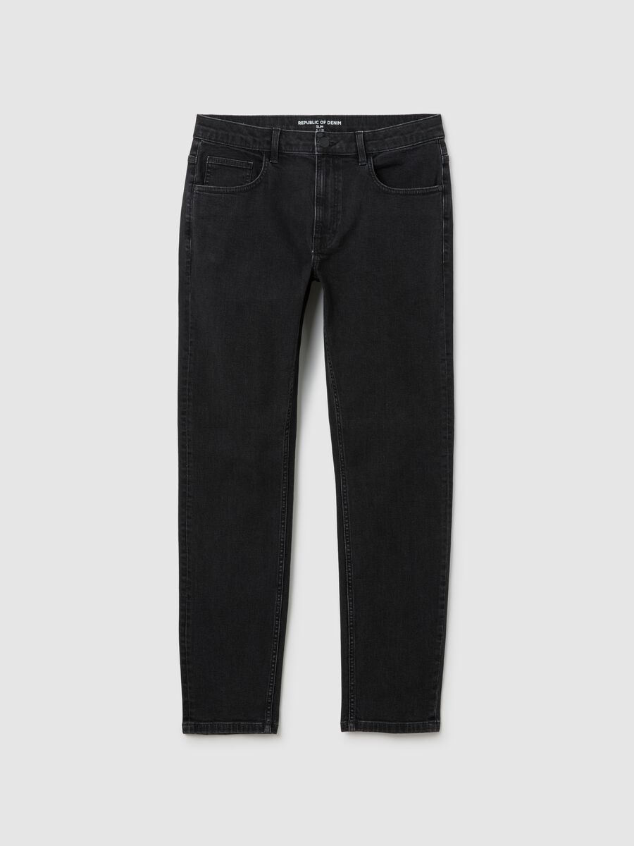 Men's Slim Fit Black Denim Jeans_4
