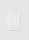 White regular fit girl's top with ruched collar in pure cotton_1