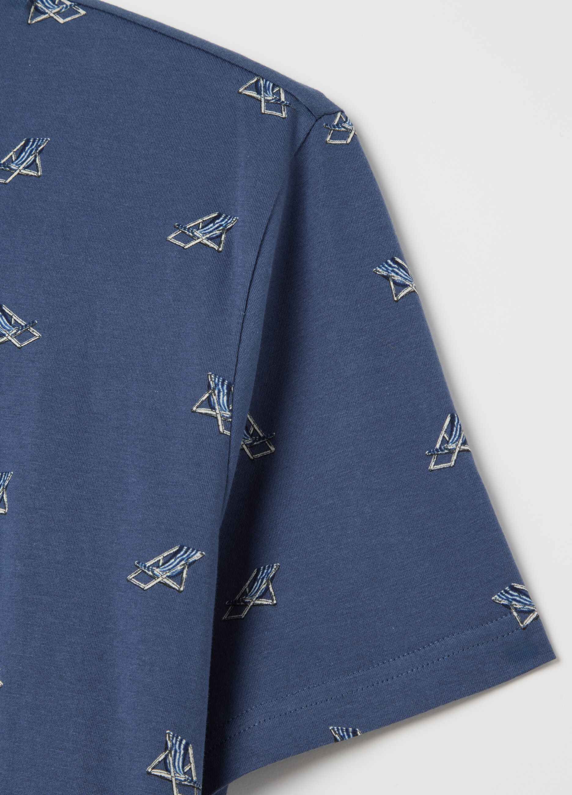 Short-sleeve blue pyjamas with Ovs print