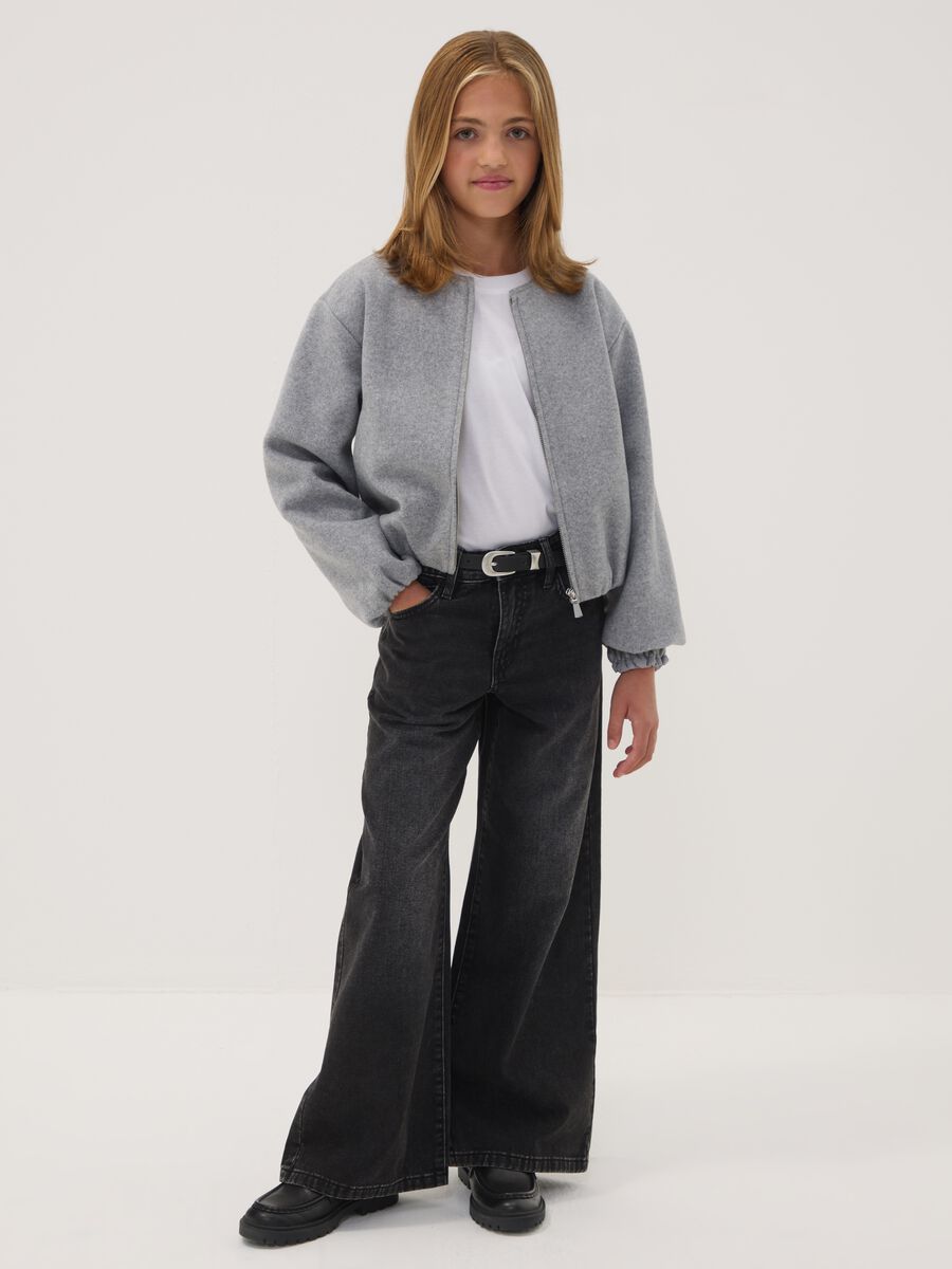 Jeans neri wide leg in puro cotone per ragazza_1