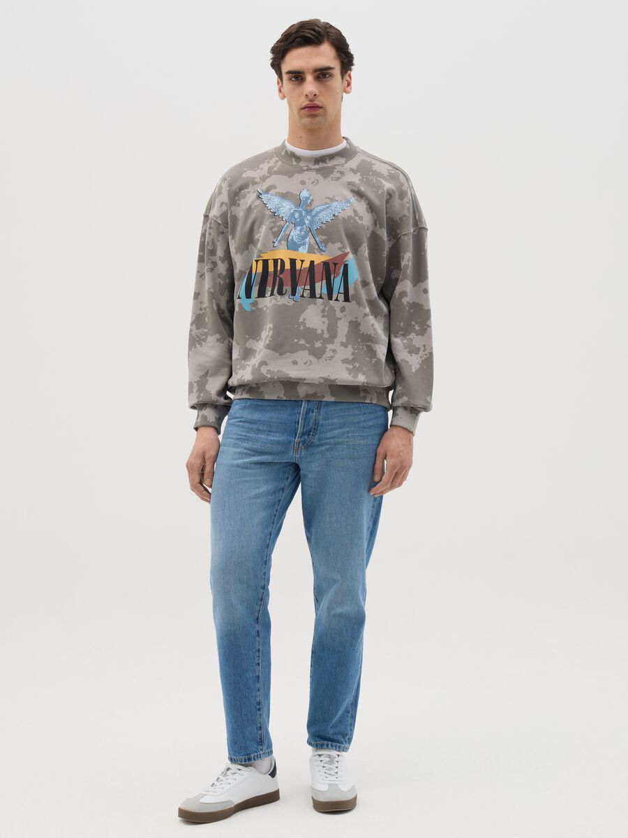 Camouflage sweatshirt with Nirvana print_1