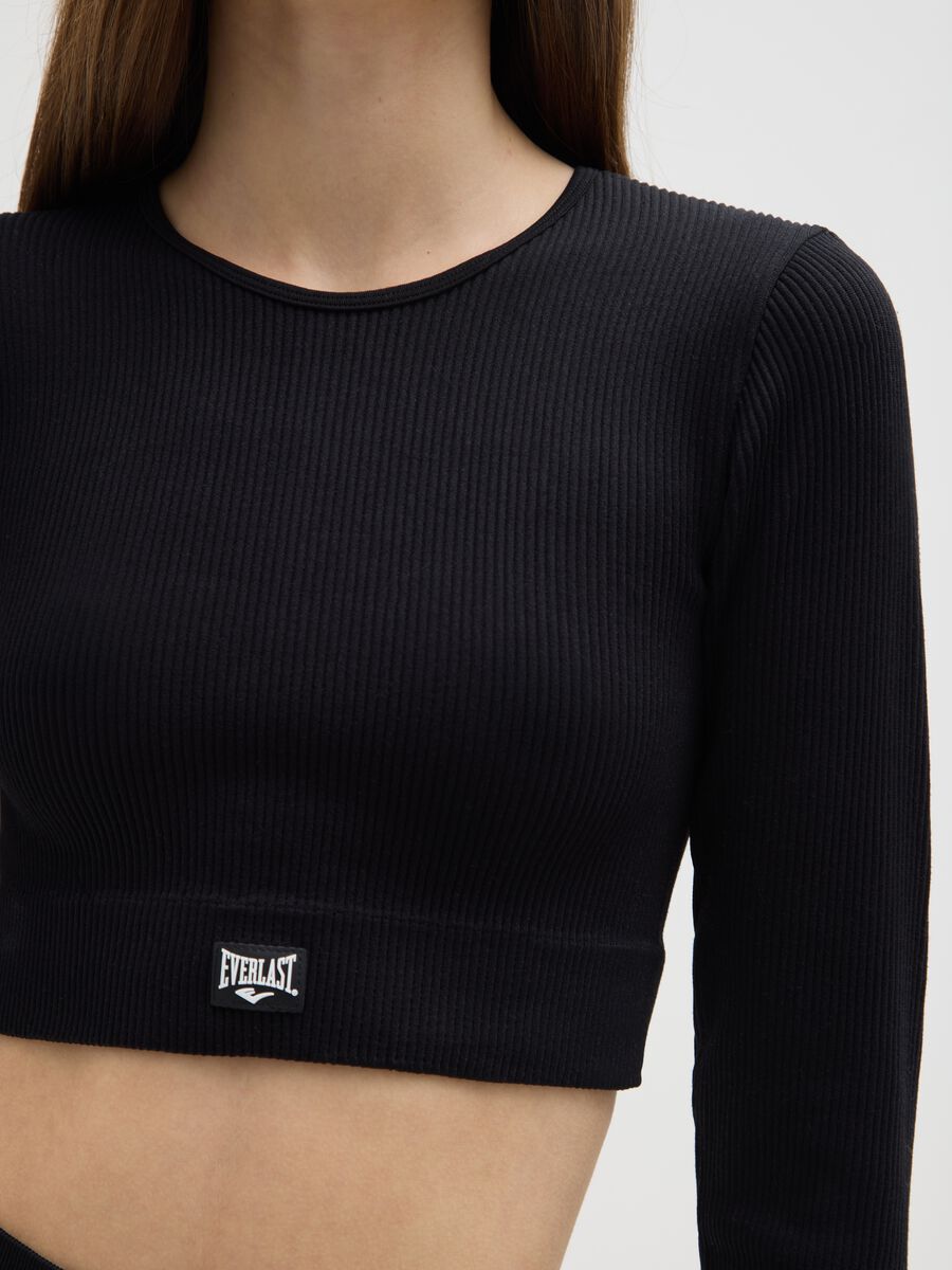 Maglia nera a maniche lunghe elasticizzata_3