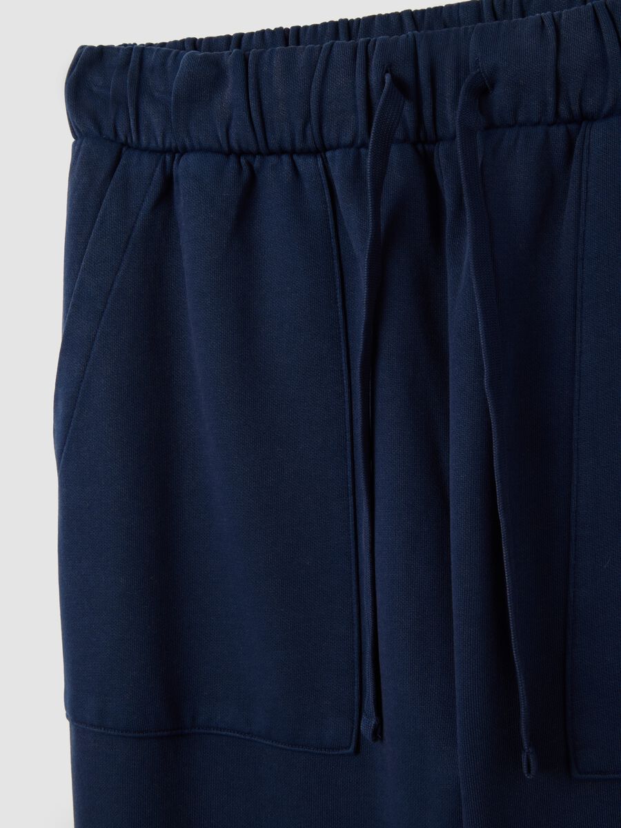 Blue cotton trousers with elastic waistband_5