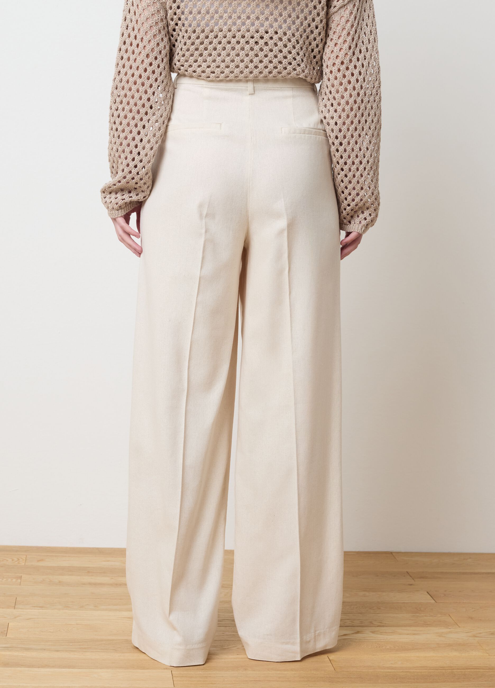 Pantalone chino a gamba larga avorio