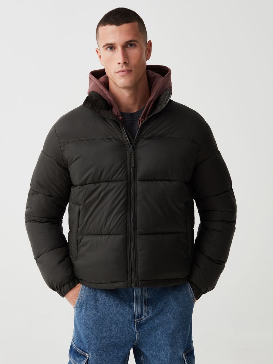Piumino full-zip trapuntato a collo alto_1