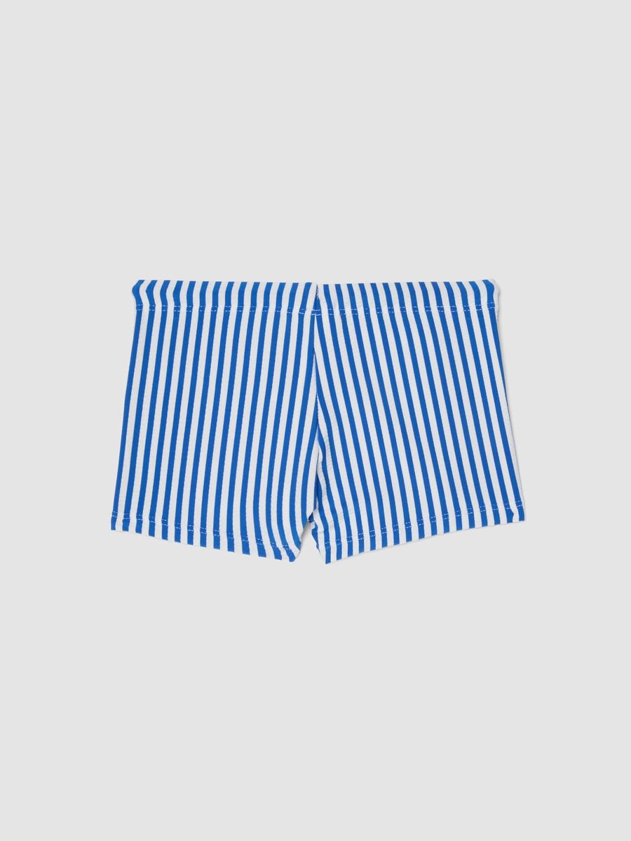 Blue and white stretch swim trunks_1