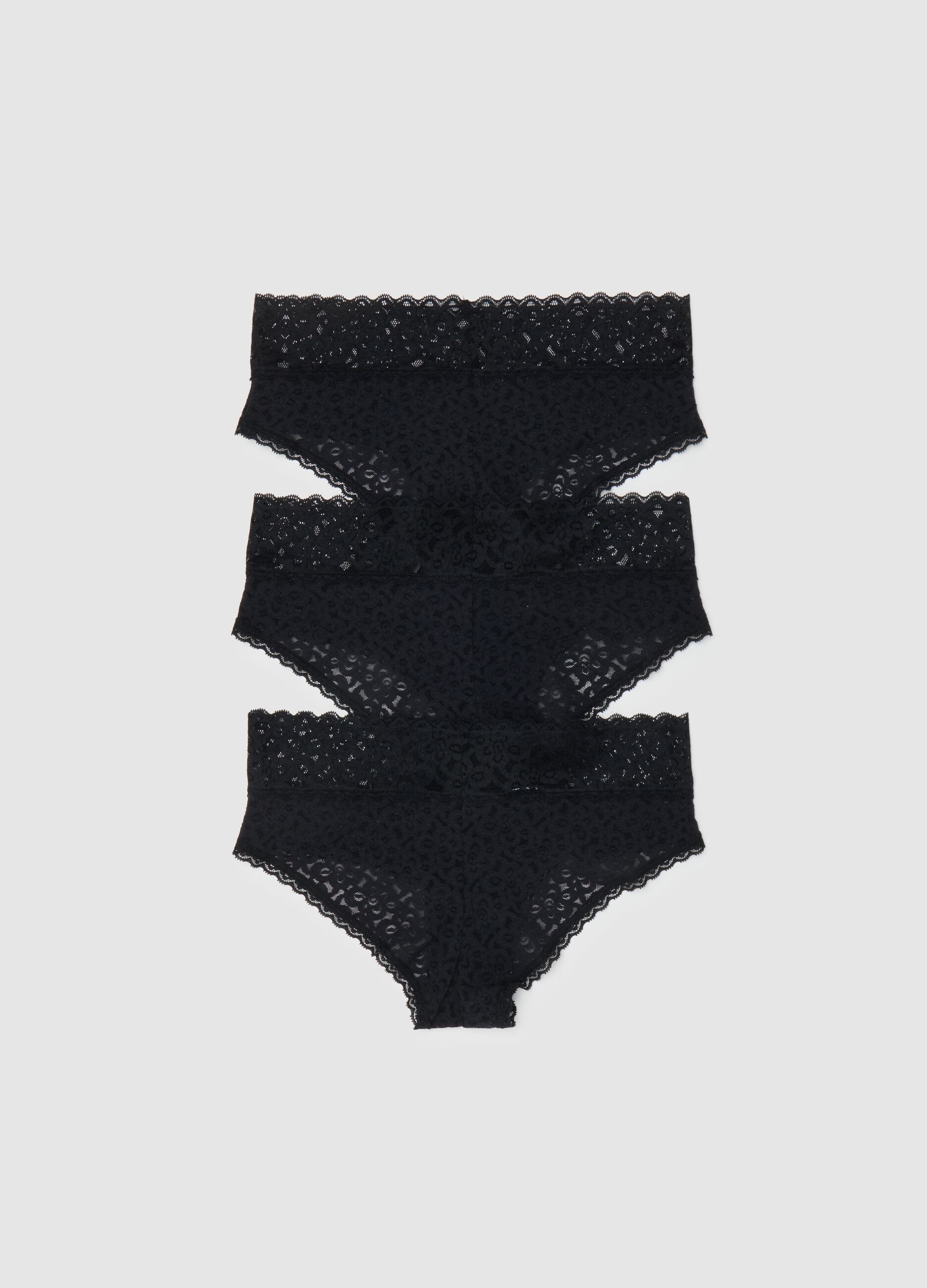 Three-pack French knickers in lace