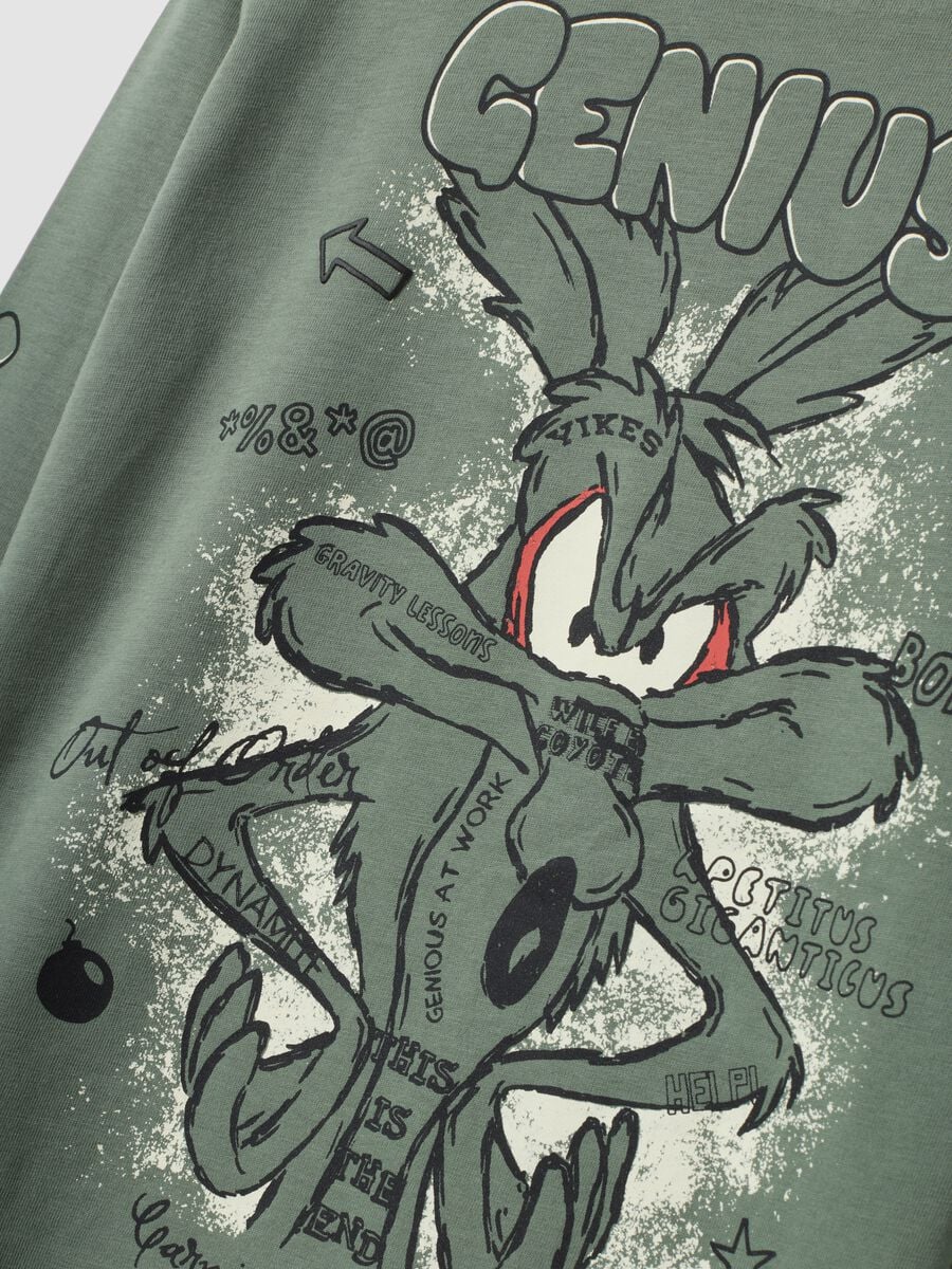 Boys&rsquo; green pure cotton long-sleeve Looney Tunes print T-shirt_3