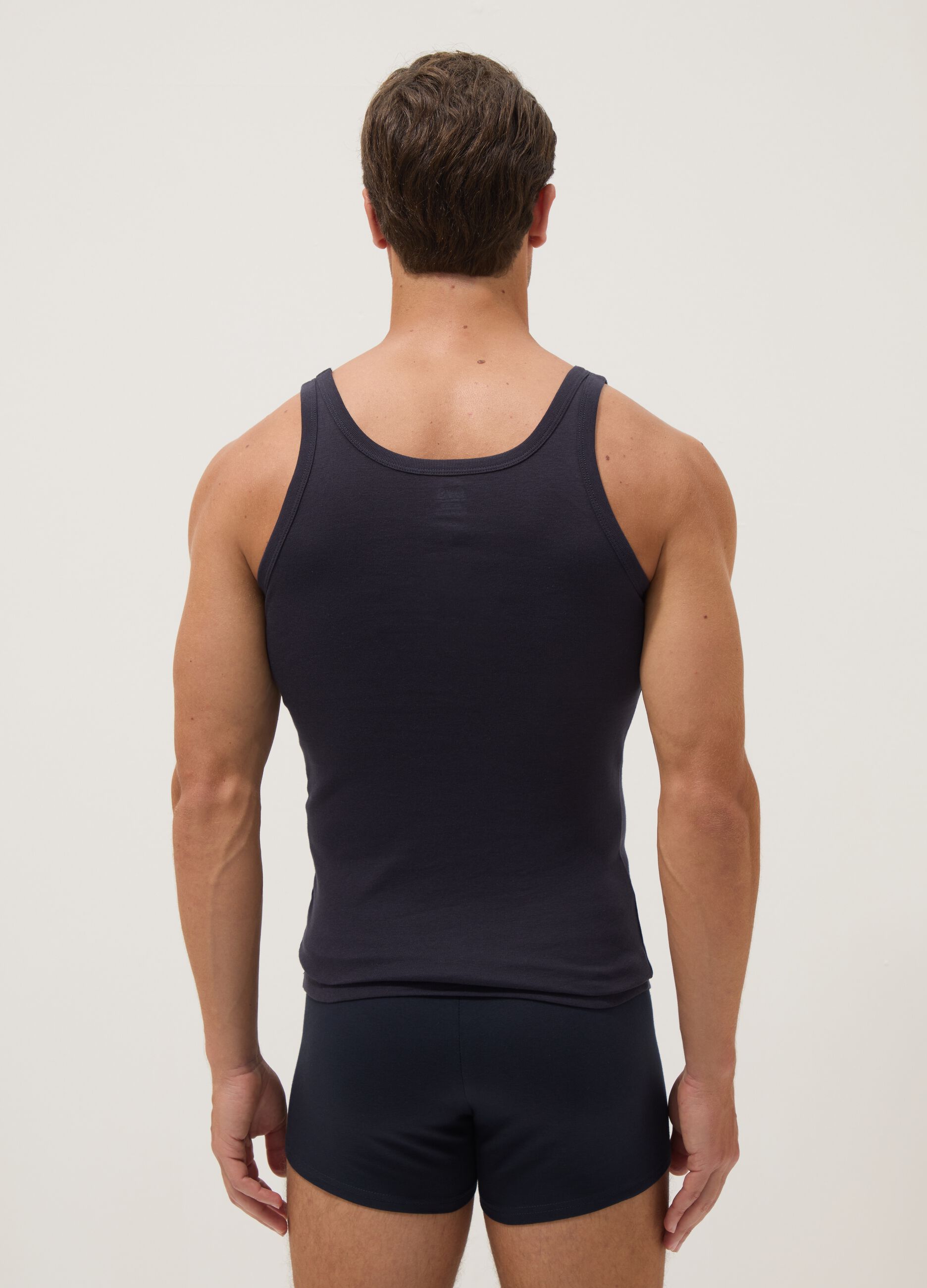 Blue pure cotton tank top regular fit