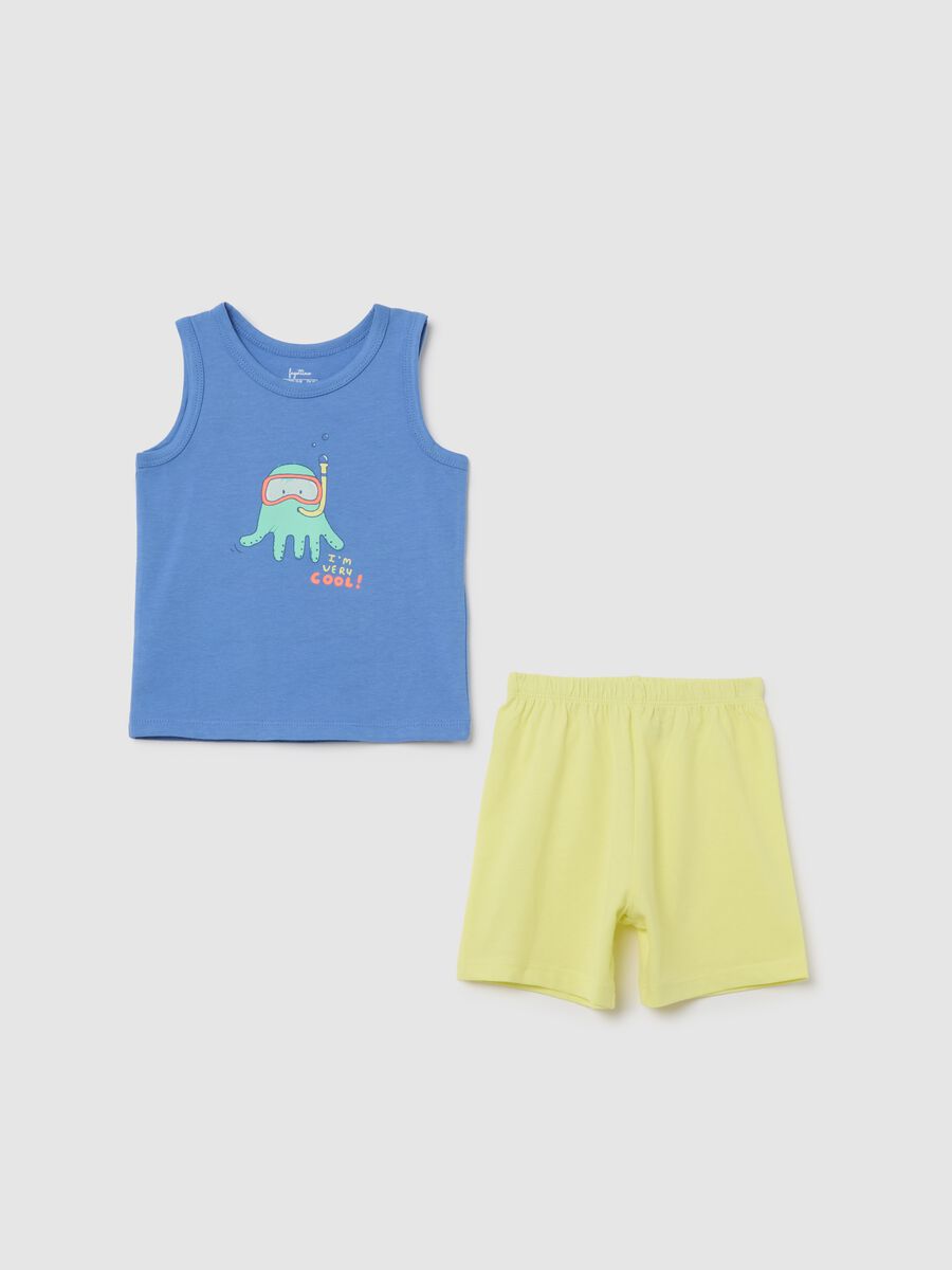 Blue Cotton Summer Pajamas Fagottino_0