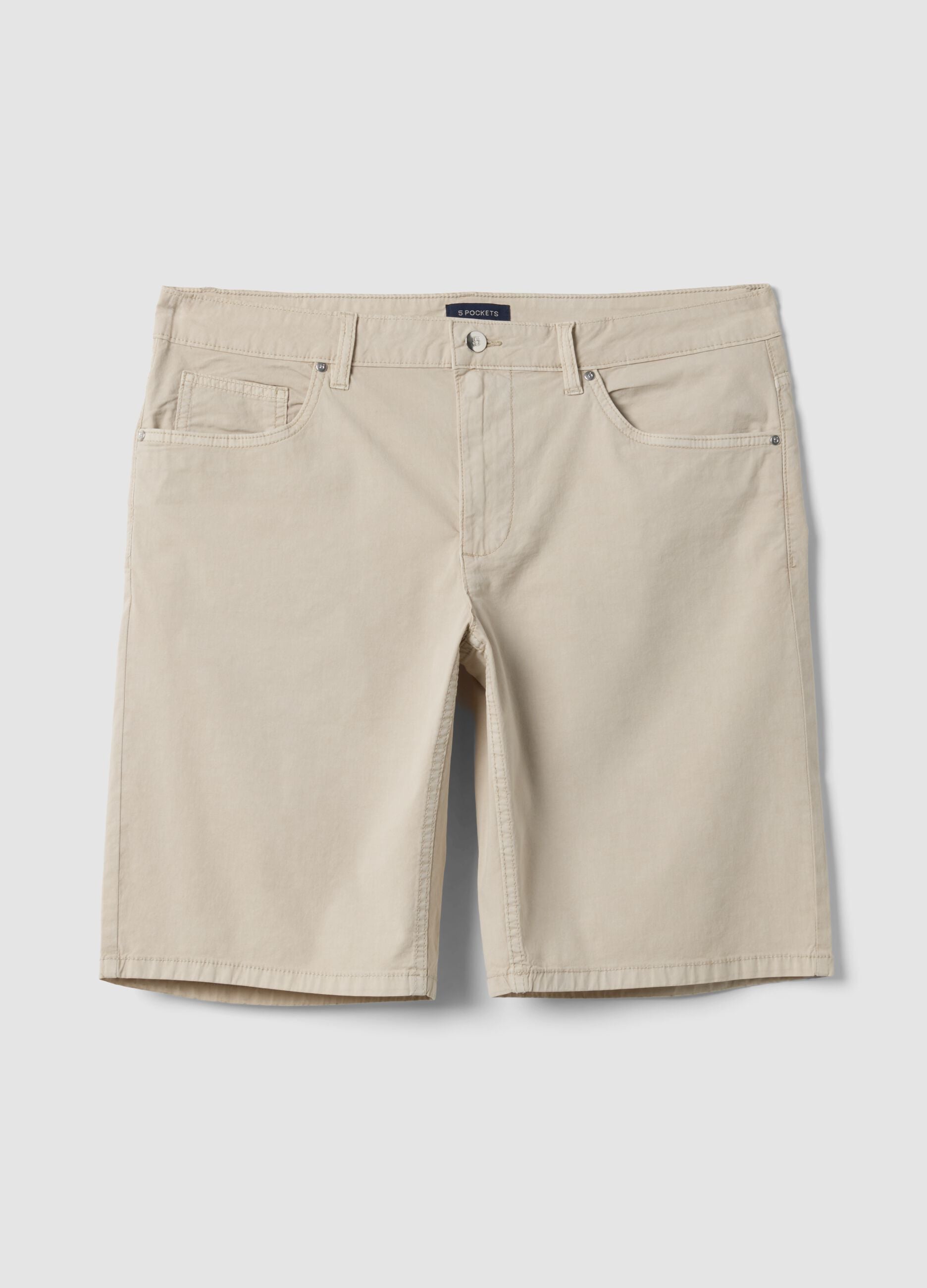 Grey regular-fit stretch cotton Bermuda shorts