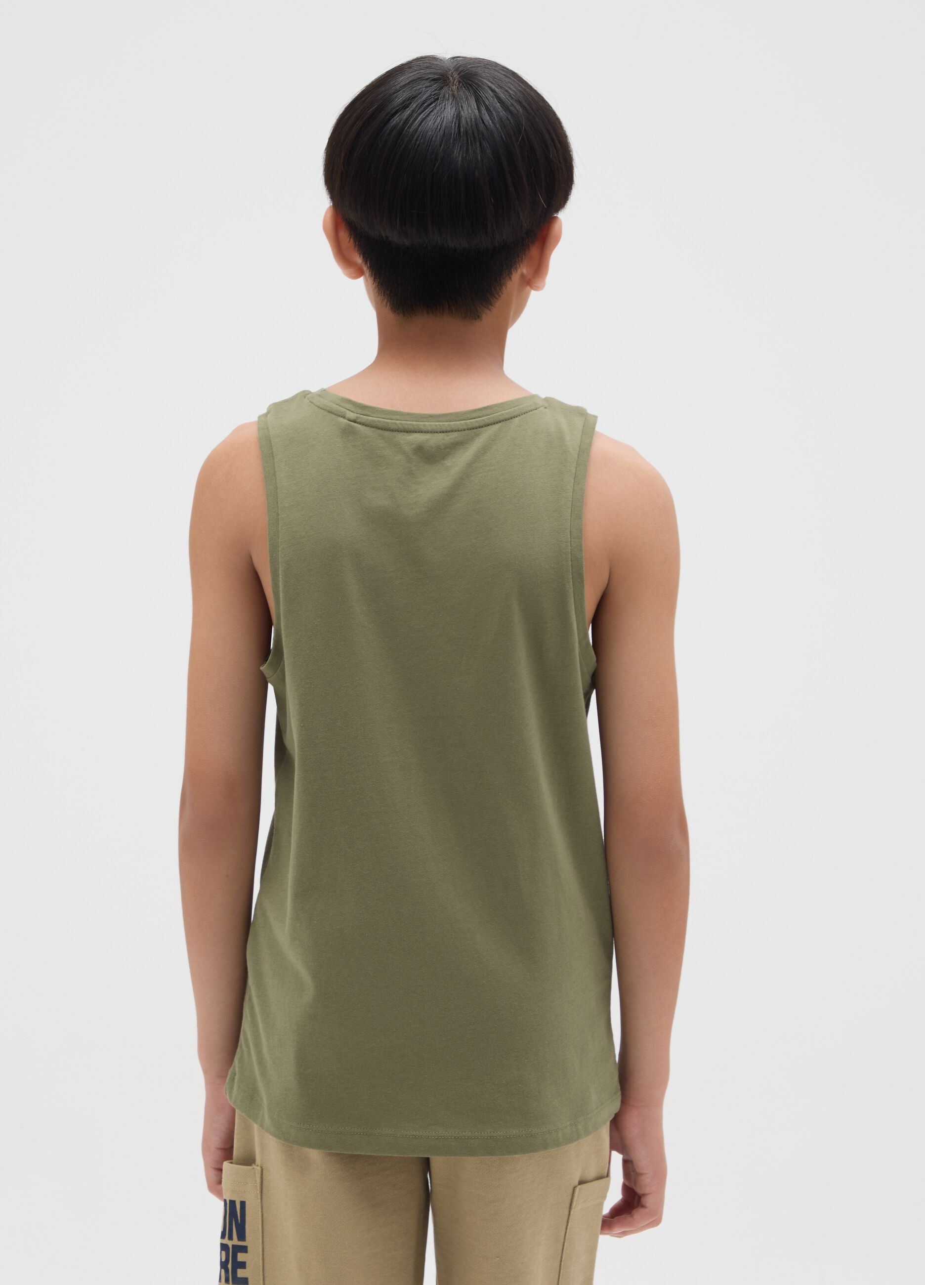 Canotta verde in cotone