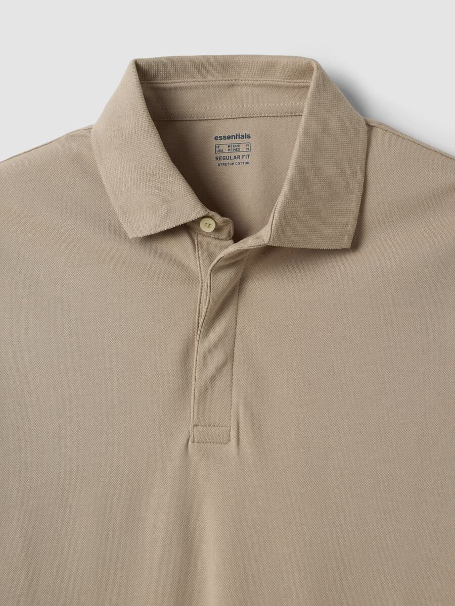 Grey long-sleeve stretch-cotton polo shirt, regular fit_5