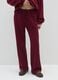 Red regular fit cotton blend trousers_1