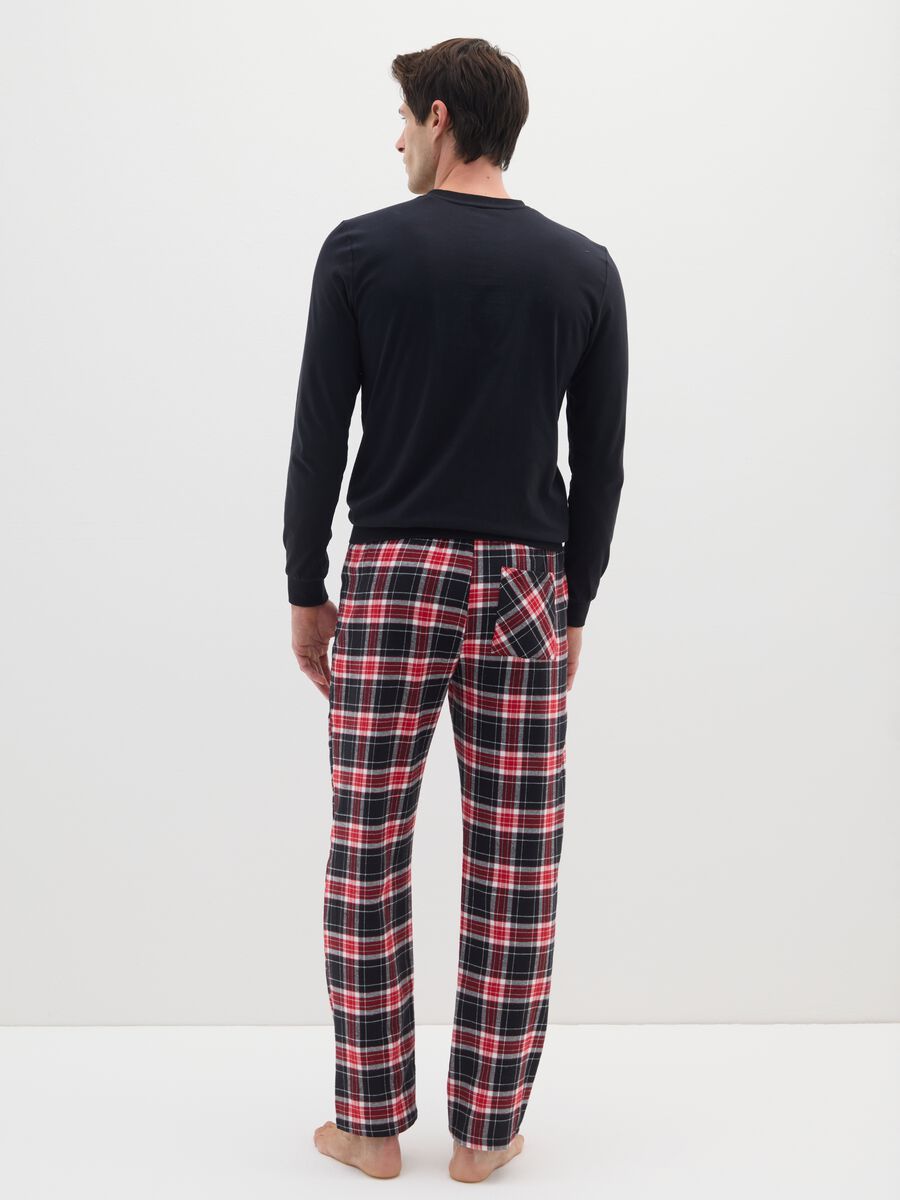 Multi-coloured check long pyjamas in pure cotton regular fit_2