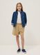 Girls' oversized fit beige pure cotton shorts_0