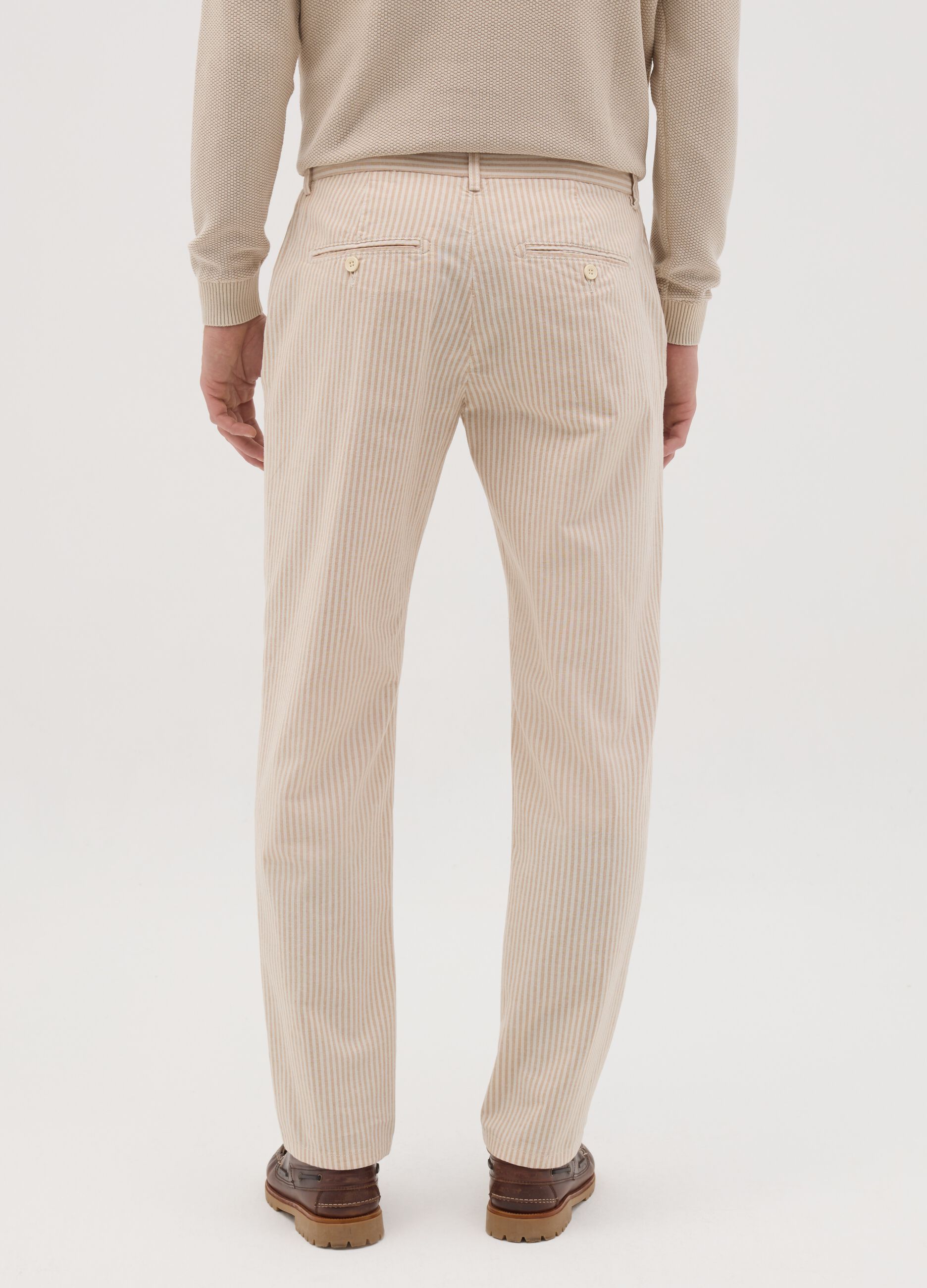 Pantaloni da uomo in cotone e lino multicolor slim fit