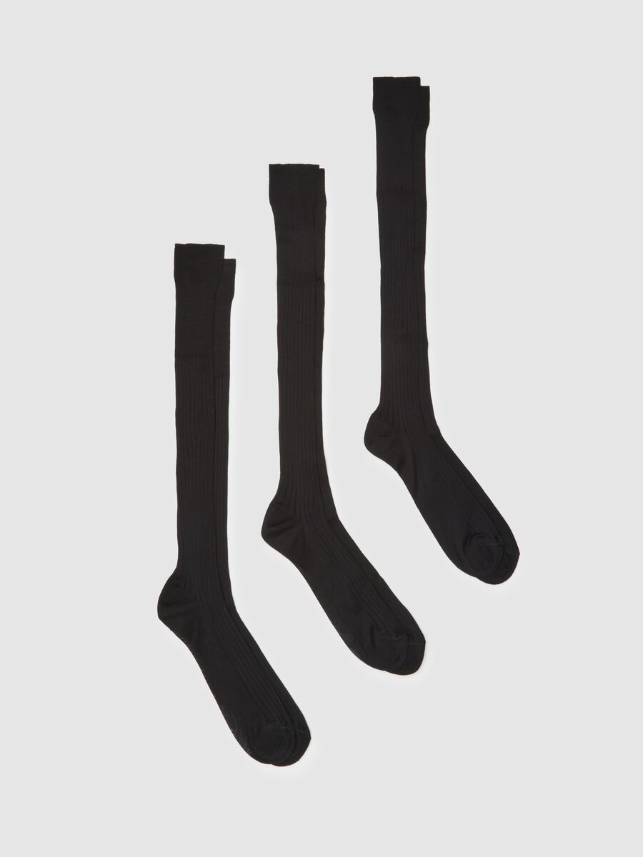 Three-pack of long black pure cotton socks_0