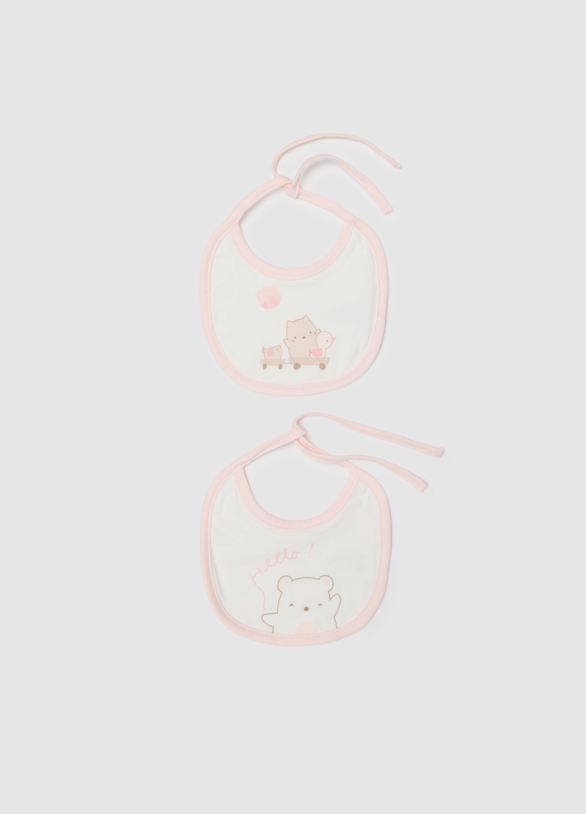 Twin-Pack White Pure Cotton Bibs for Infants