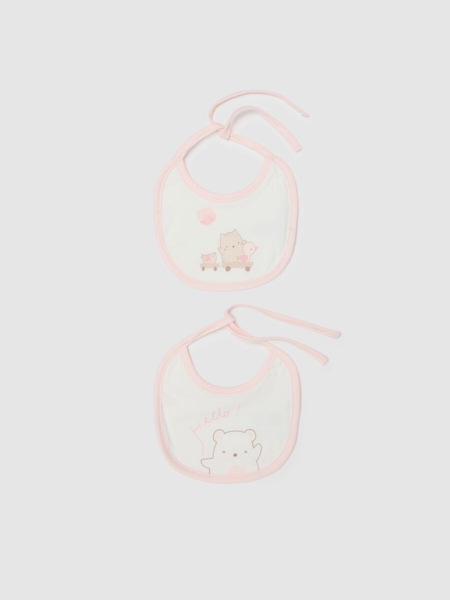 Twin-Pack White Pure Cotton Bibs for Infants_0