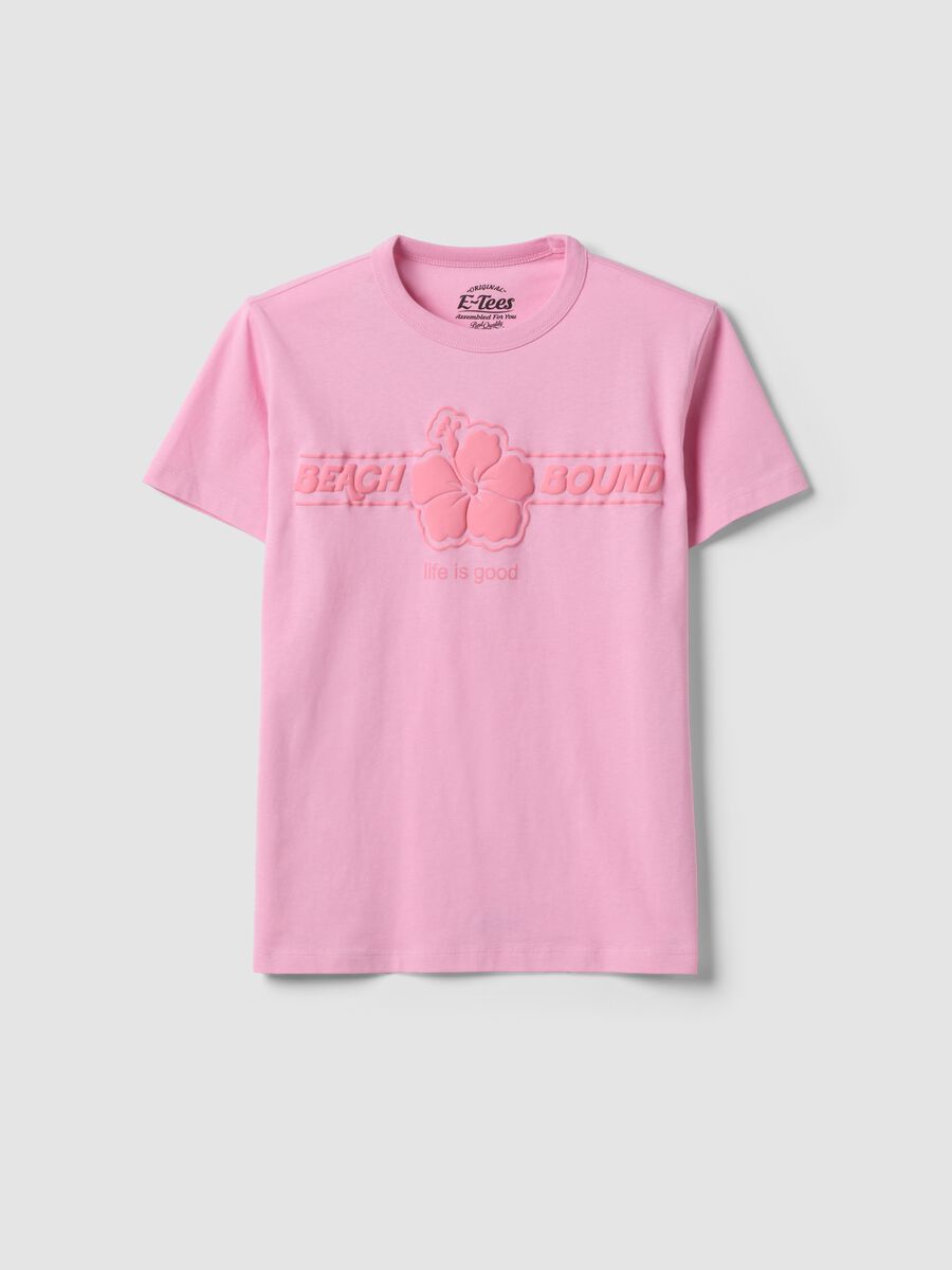 T-shirt in puro cotone rosa regular fit con fiore_4