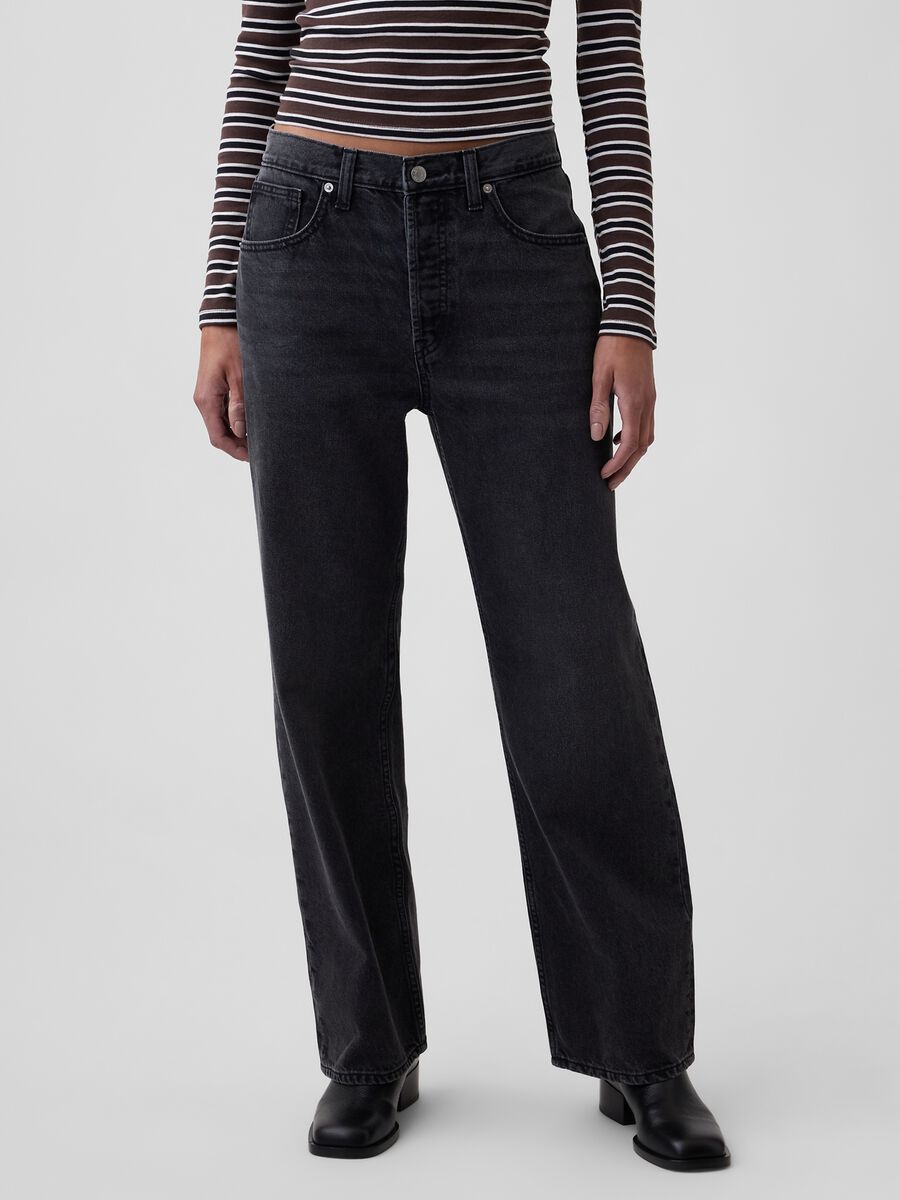 Jeans neri in puro cotone a gamba dritta over_1
