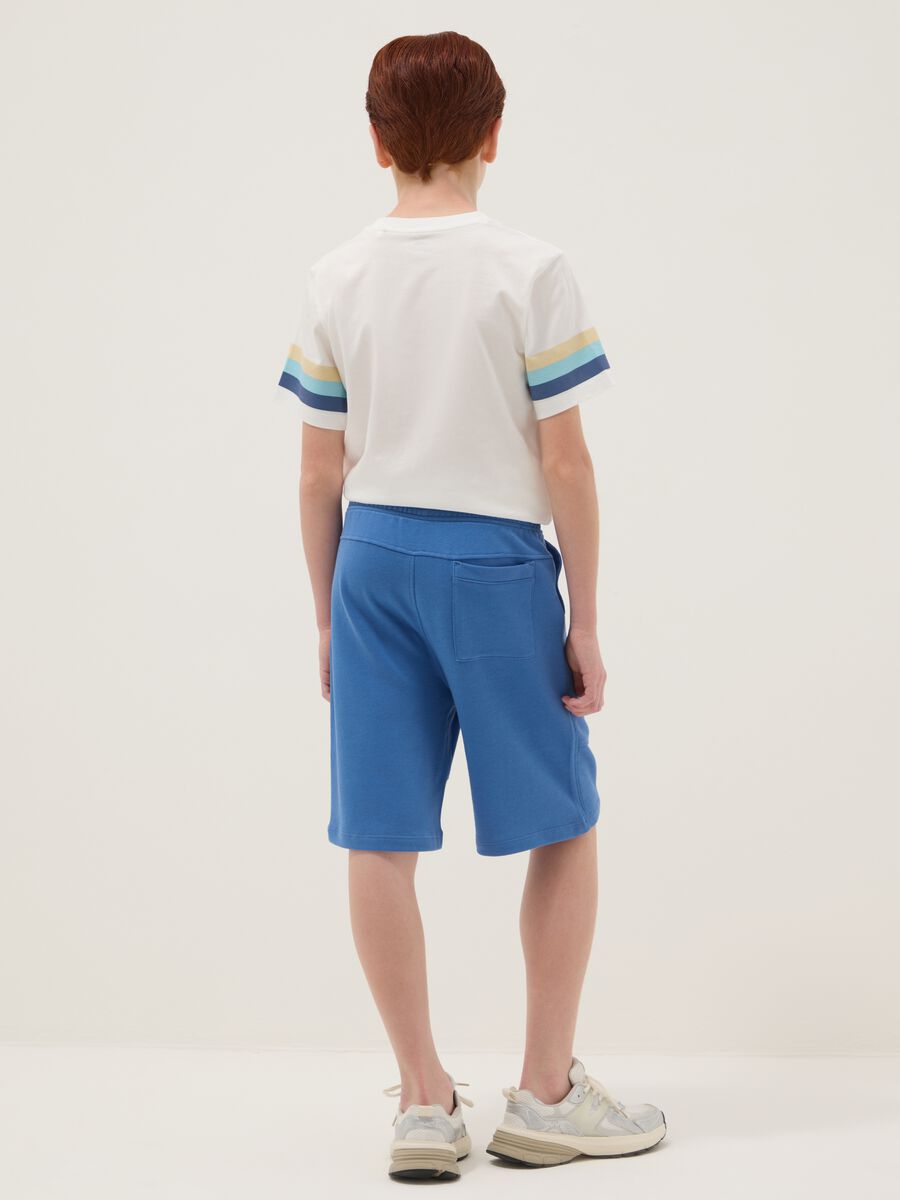 Pantaloni corti in puro cotone blu da ragazzo comfort fit_1