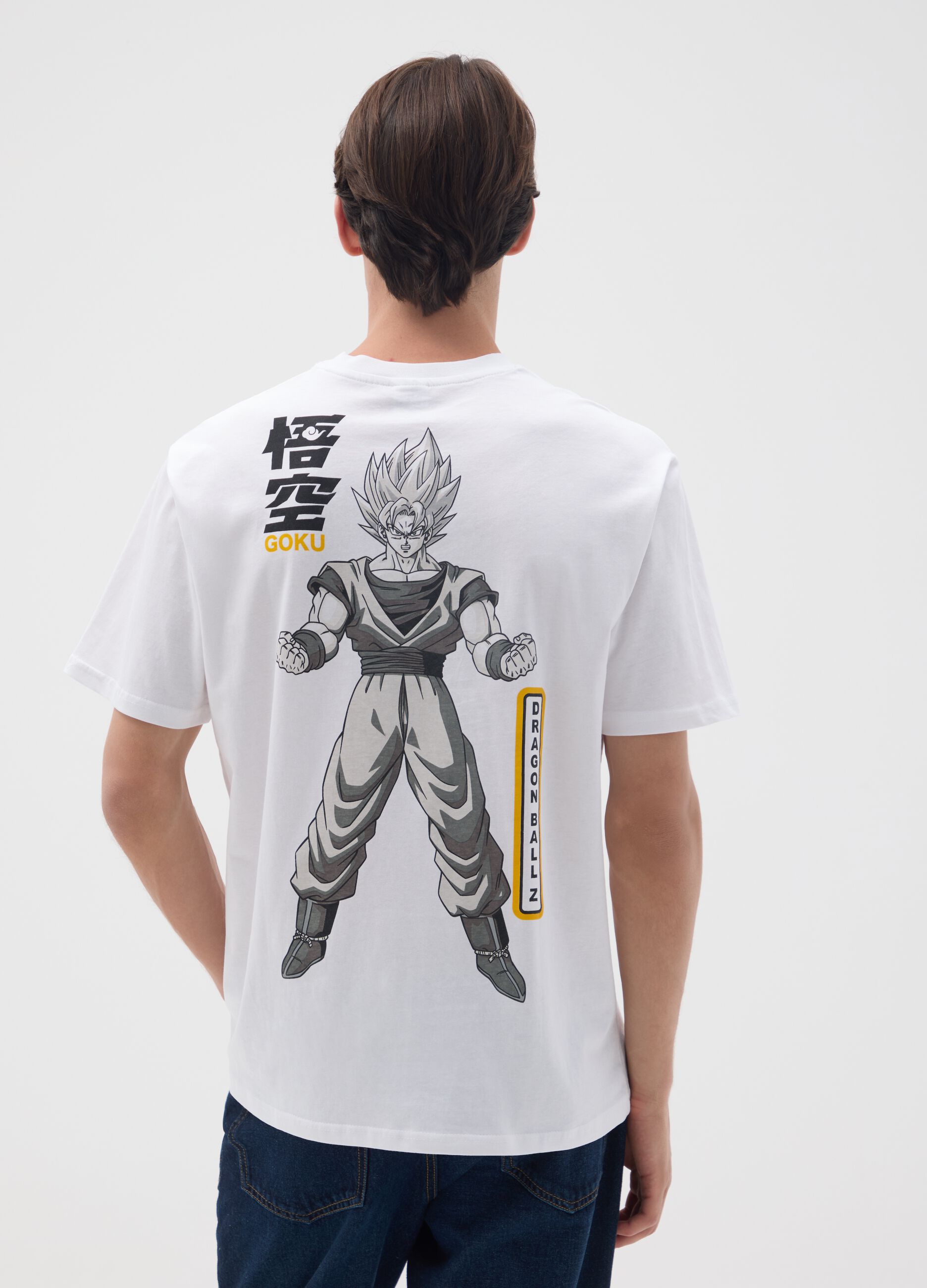 White pure cotton T-shirt relaxed fit with print